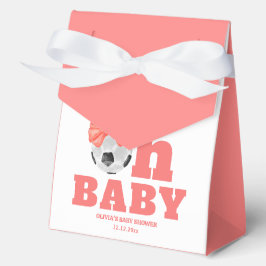 コーラルピンク Oh Baby リボン サッカー スポーツ ベビーシャワー フェイバーボックス