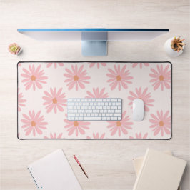 コーラルピンクBOHOデイジーパターンフローラ デスクマット