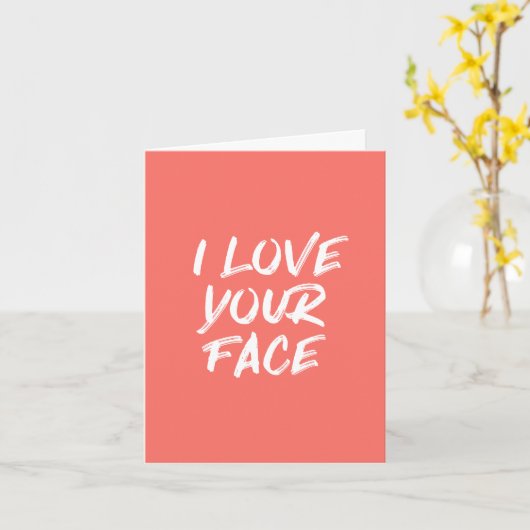 コーラルピンクI愛あなたの顔引用文誕生日 カード (黄色い花)