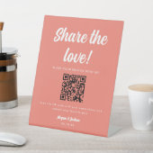 コーラルピンクQRコード共有ザ結婚ラブの写真 台座サイン (インサイチュ)