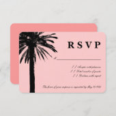 コーラルピンクRSVP結婚のカード |ビーチテーマ 出欠カード (正面/裏面)