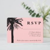 コーラルピンクRSVP結婚のカード |ビーチテーマ 出欠カード (スタンド正面)