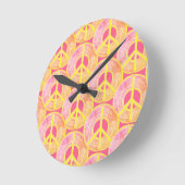 コーラルピースサインウォールクロック、8"円形アクリル ラウンド壁時計 (傾斜)