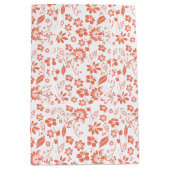 コーラルピーチかわいらしトロピカル春の花 ミディアムペーパーバッグ (正面)