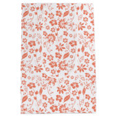 コーラルピーチかわいらしトロピカル春の花 ミディアムペーパーバッグ (裏面)