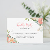 コーラルピーチウォーターカラーガーデンフローラ結婚ズ 出欠カード (スタンド正面)