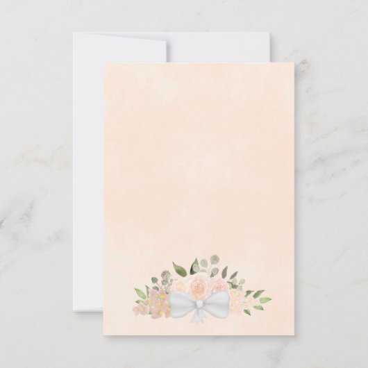 コーラルピーチウォーターカラーフローラオーバルフォト結婚ズ セーブザデート (裏面)