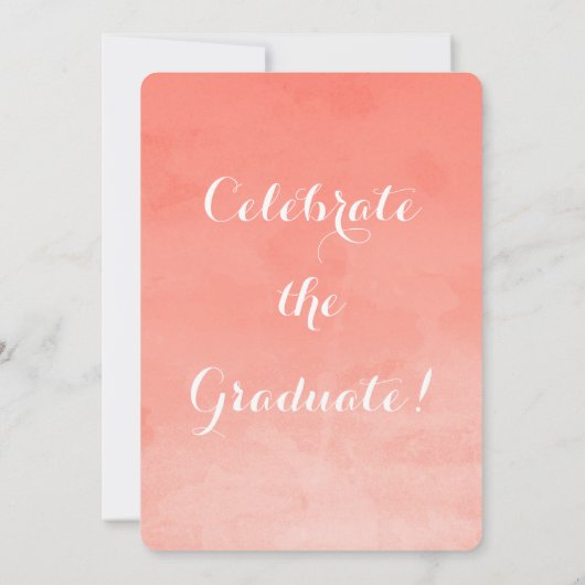 コーラルピーチウォーターカラー卒業パーティー招待状 招待状 (裏面)