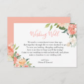 コーラルピーチウォーター結婚カラーフローラズウィッシングウェル エンクロージャーカード (正面/裏面)