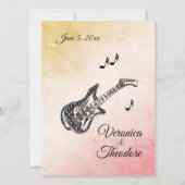 コーラルピーチギターテーマ結婚式招待状 招待状 (裏面)