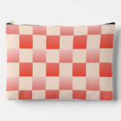 コーラルピーチグラディエント市松模様に アクセサリーポーチ (正面)