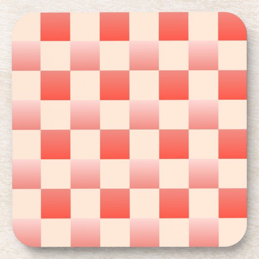 コーラルピーチグラディエント市松模様に コースター (正面)