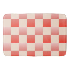 コーラルピーチグラディエント市松模様に バスマット
