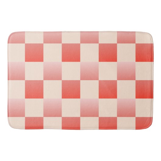 コーラルピーチグラディエント市松模様に バスマット (正面)