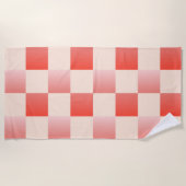 コーラルピーチグラディエント市松模様に ビーチタオル (正面)