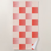 コーラルピーチグラディエント市松模様に ビーチタオル (正面)