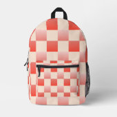 コーラルピーチグラディエント市松模様に プリントバックパック (正面)