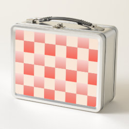 コーラルピーチグラディエント市松模様に メタルランチボックス
