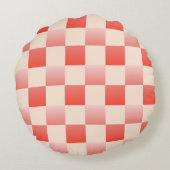 コーラルピーチグラディエント市松模様に ラウンドクッション (裏面)