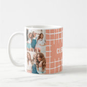 コーラルピーチグリッド4フォトモダンミニマルシンプル コーヒーマグカップ (左)