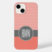 コーラルピーチグレイシボロンカスタムトリプルモノグラム Case-Mate iPhoneケース (裏面)