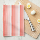 コーラルピーチシャドーストライプド キッチンタオル (四つ折り)