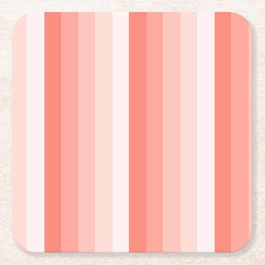 コーラルピーチシャドーストライプド スクエアペーパーコースター (正面)