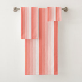 コーラルピーチシャドーストライプド バスタオルセット