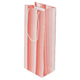 コーラルピーチシャドーストライプド ワインギフトバッグ
