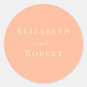 コーラルピーチシンプルミニマリストカップルの名結婚前 ラウンドシール (正面)