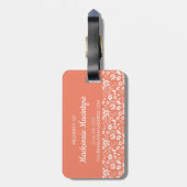 コーラルピーチスタイリッシュトロピカル春の花 ラゲッジタグ (裏面縦)