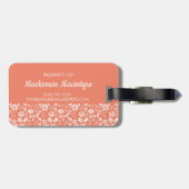 コーラルピーチスタイリッシュトロピカル春の花 ラゲッジタグ (裏面横)