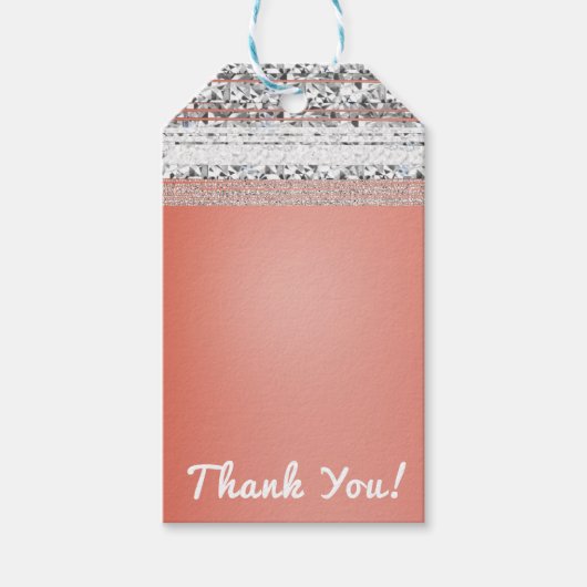 コーラルピーチディップシックシルバーきらきら光るパーティーフェイト ギフトタグ (正面)