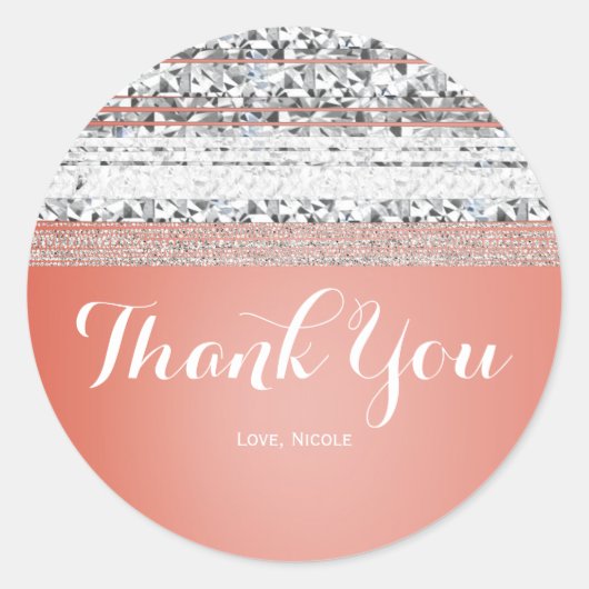 コーラルピーチディップシックシルバーきらきら光るパーティーフェイト ラウンドシール (正面)