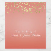 コーラルピーチディップシック金ゴールドドットパーティーワインラベル ワインラベル (シングルラベル)