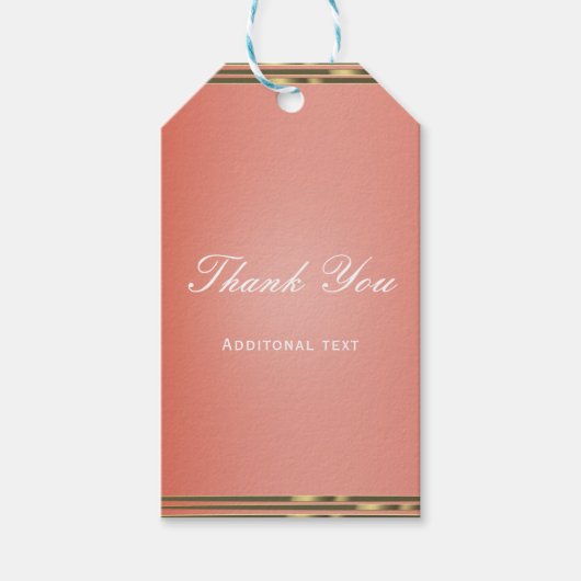 コーラルピーチディップ&金ゴールドシックエレガントパーティーフェイト ギフトタグ (正面)