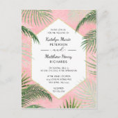 コーラルピーチトロピカルボタニカルウォーター結婚の色 インビテーションポストカード (正面)