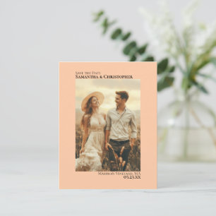 コーラルピーチバーチカルフォトミニマル結婚リスト セーブザデート