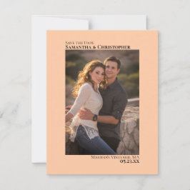 コーラルピーチバーチカルフォトミニマル結婚リスト セーブザデート