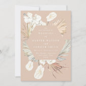 コーラルピーチパンパスグラスフローラトロピカルジャングル 招待状 (正面)