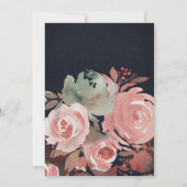 コーラルピーチピンクソフトはっきりしたフローラブライダルシャワー 招待状 (裏面)