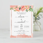 コーラルピーチフォトフローラ幾何結婚体 招待状 (スタンド正面)