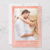 コーラルピーチフォトフローラ幾何結婚体 招待状 (裏面)