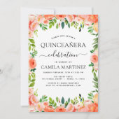 コーラルピーチフローラキンセアニラグリーナリー招待状 招待状 (正面)