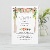 コーラルピーチフローラグリーンリー結婚アーチズインベイション 招待状 (スタンド正面)