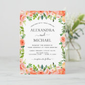 コーラルピーチフローラグリーンリー結婚ボタニズ 招待状 (スタンド正面)