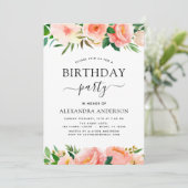 コーラルピーチフローラバースデーパーティー招待 招待状 (スタンド正面)