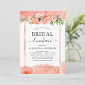 コーラルピーチフローラブライダルシャワールンチョン 招待状 (スタンド正面)