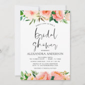 コーラルピーチフローラブライダルシャワー 招待状 (正面)