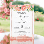 コーラルピーチフローラ幾何結婚体 招待状<br><div class="desc">サンゴ、桃と白のフローラとユーカリ緑の植物性バラ金ゴールド – 幾何学模様の春または夏の結婚式招待状結婚 – 特別な結婚式の日のお祝いのための植物花と緑と美しくエレガントとスクリプトのタイポグラフィを含むモダン。</div>